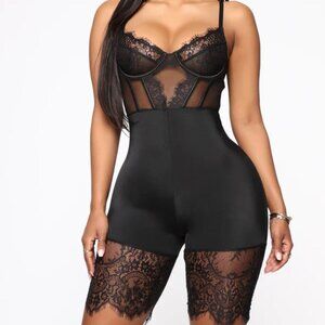 Fashion Nova Baby Girl Romper Black XL – Lace Bustier Biker Short Style